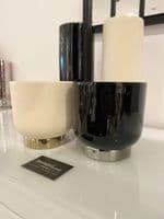 Carly Ceramic Pedestal Vase, Black Silver Base, Small